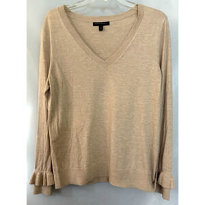 Banana Republic Sweater Women's M Beige Knit Cotton Blend Raglan Sleeve Pullover
